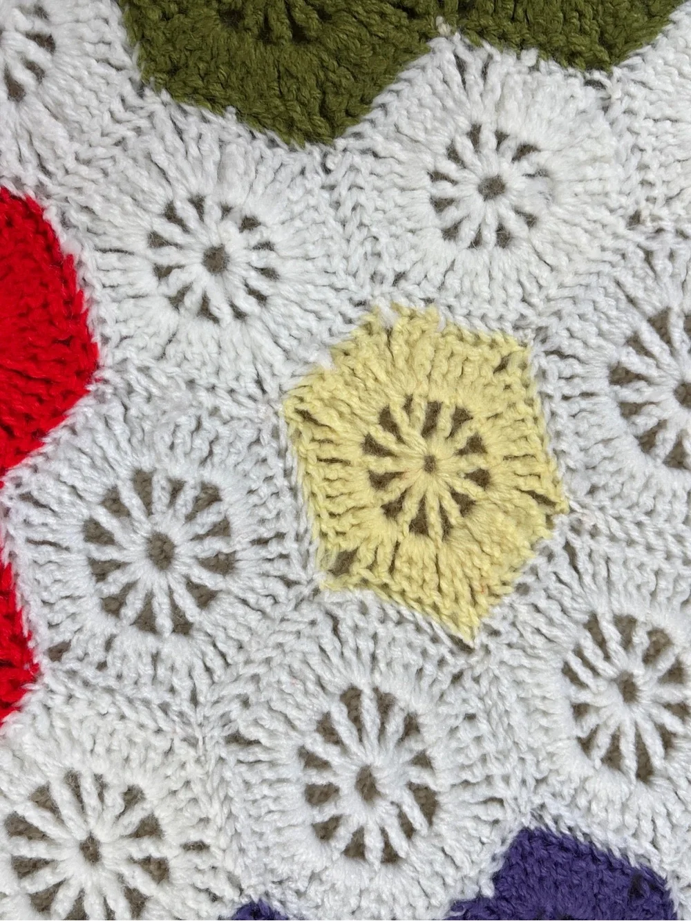 Granny Square Flower Garden Blanket Full Size Hexagon Edge